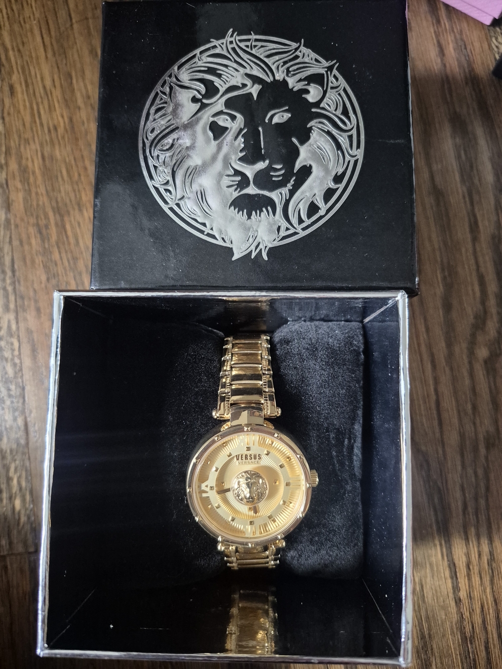 Versace Men's Gold Tone Lion Dial Bracelet Watch